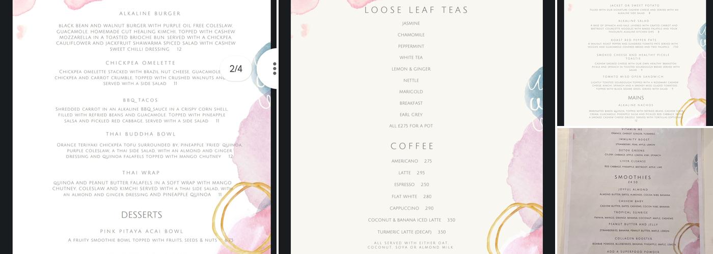 Alkaline Kitchen Menu