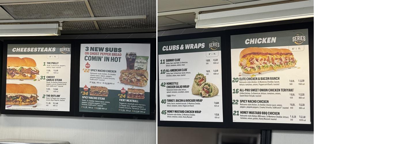 Subway Menu