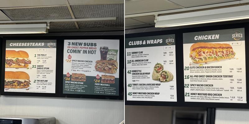Subway Menu