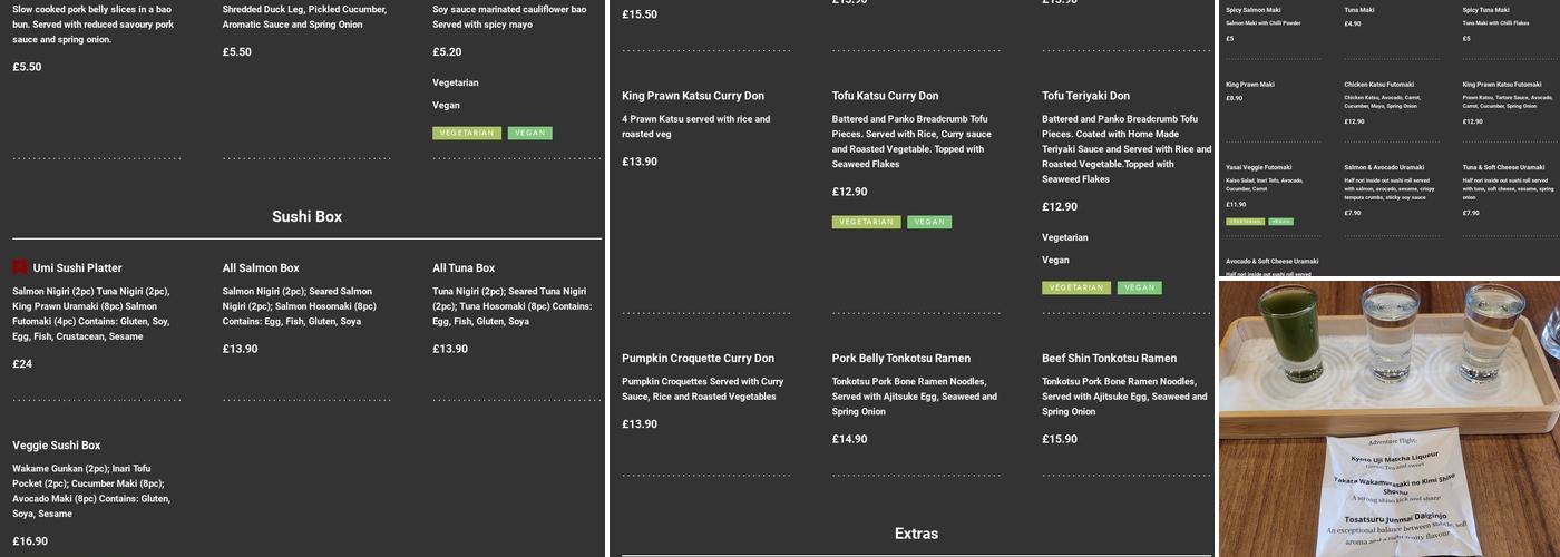 Umi Japanese Bar and Restaurant Menu