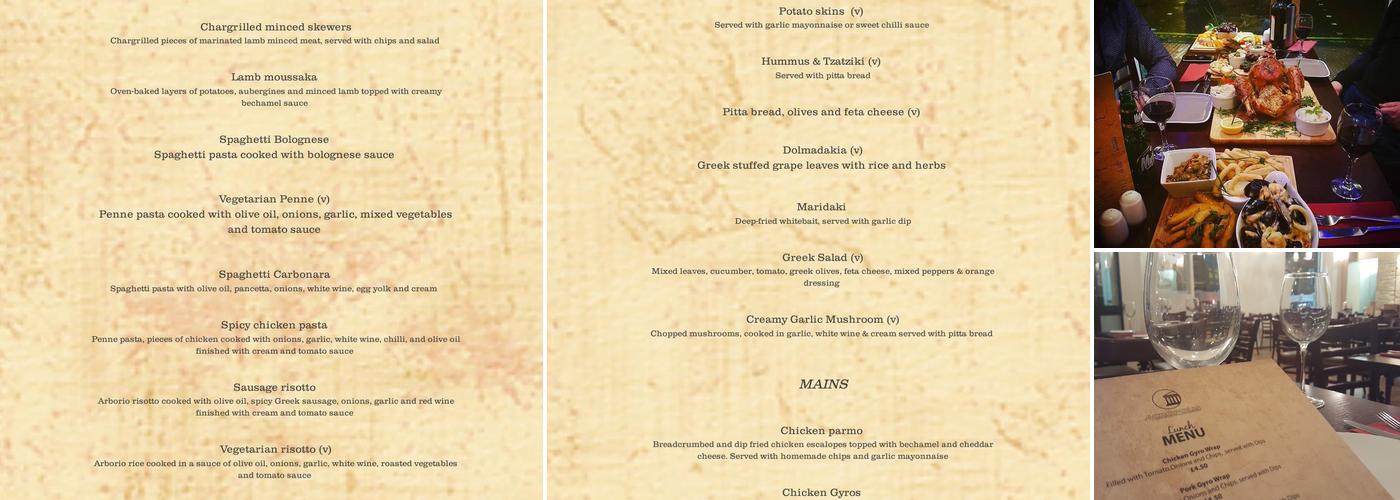 Acropolis Greek Taverna Menu