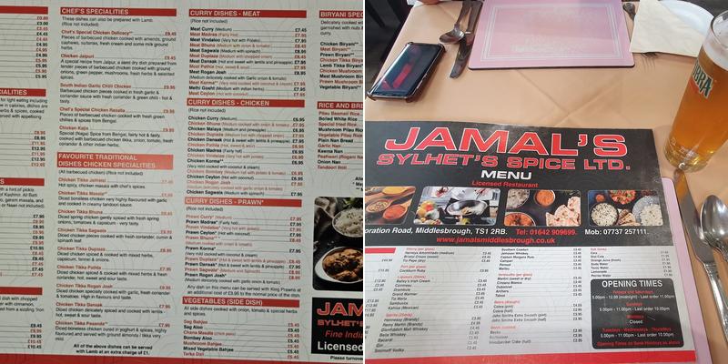 JAMALS in MIDDLESBROUGH Menu