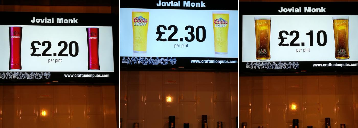 The Jovial Monk Menu