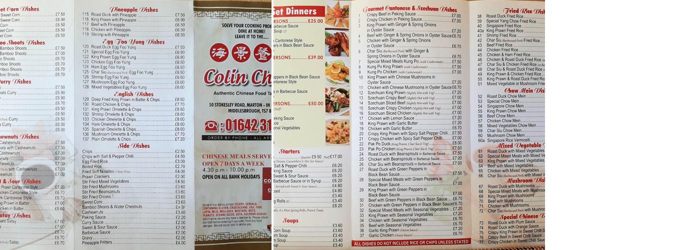 Colin Cheng Menu
