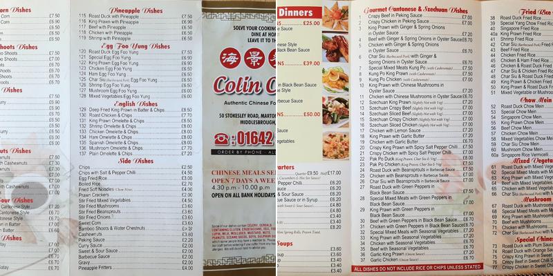 Colin Cheng Menu