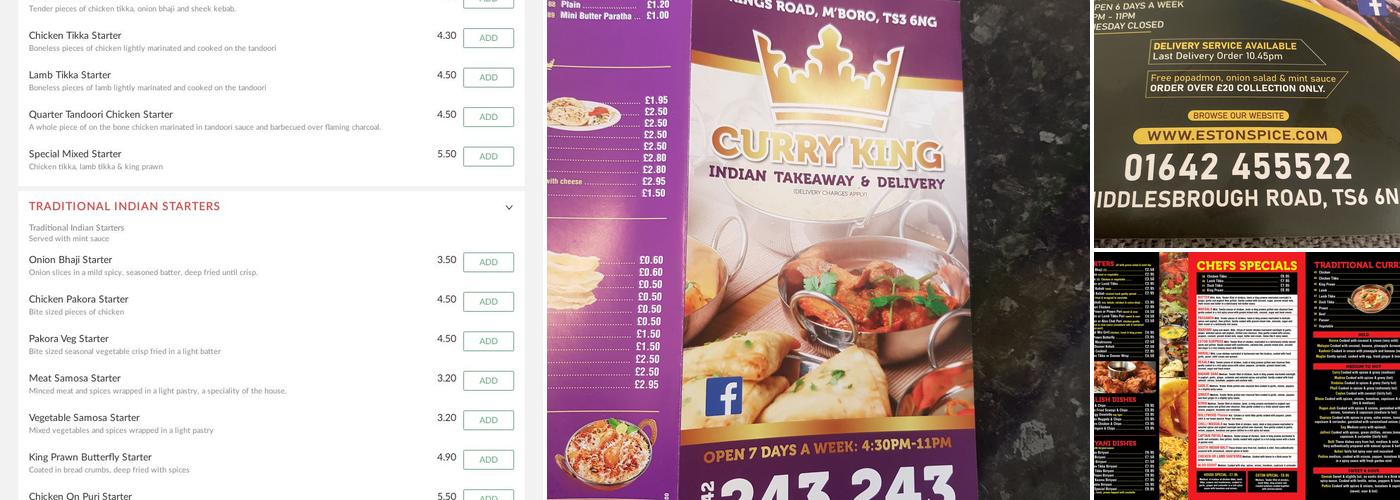 ESTON SPICE INDIAN takeaway & delivery Menu