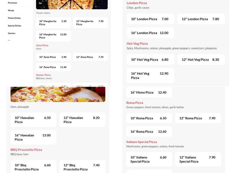 Pizza Feast & Parmesan House Menu