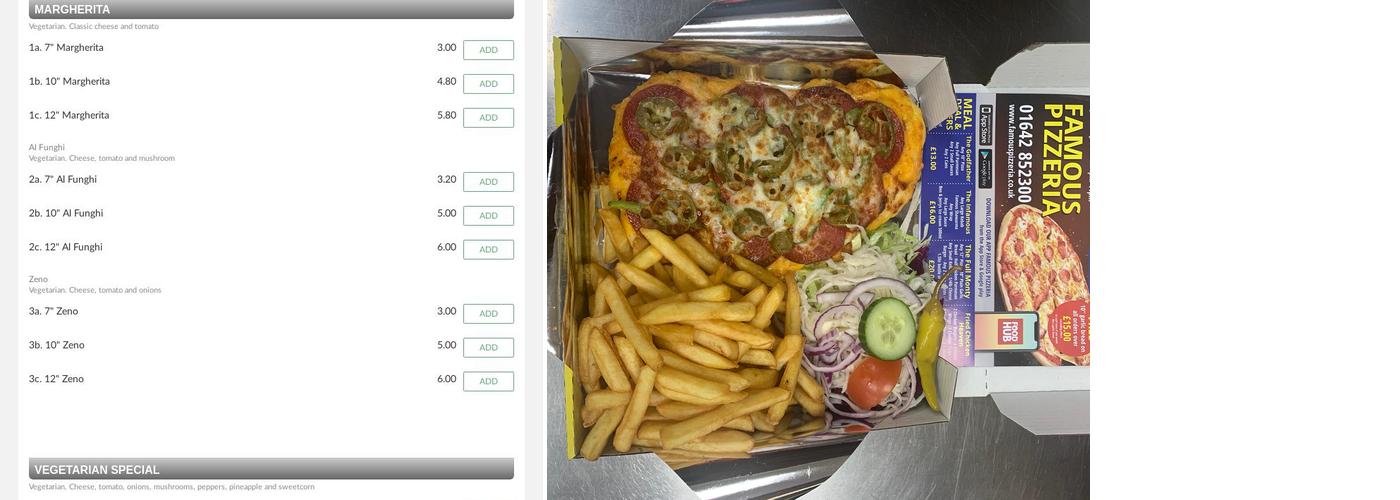 Famous Pizzeria Menu