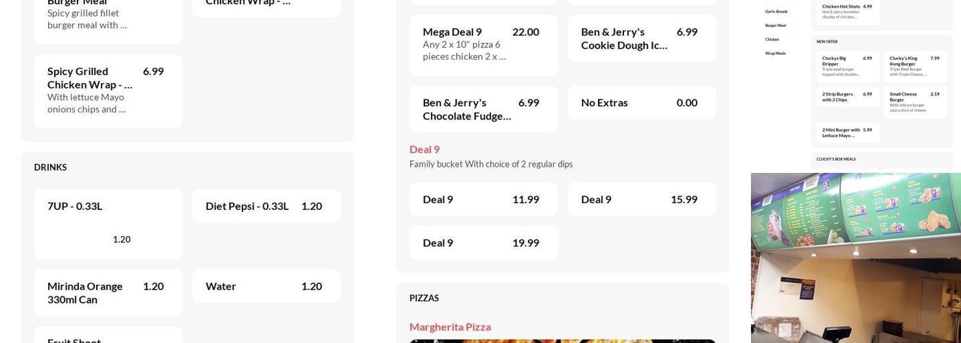 Cluckys Fried Chicken Menu