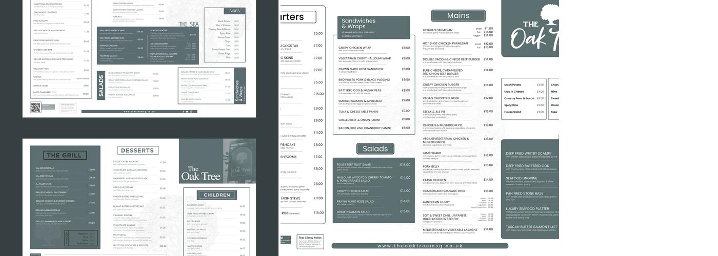 The Oak Tree Menu