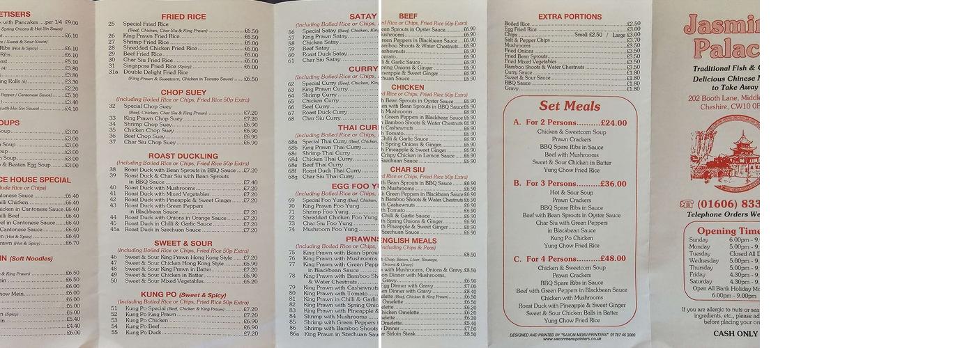 Jasmine Palace Menu