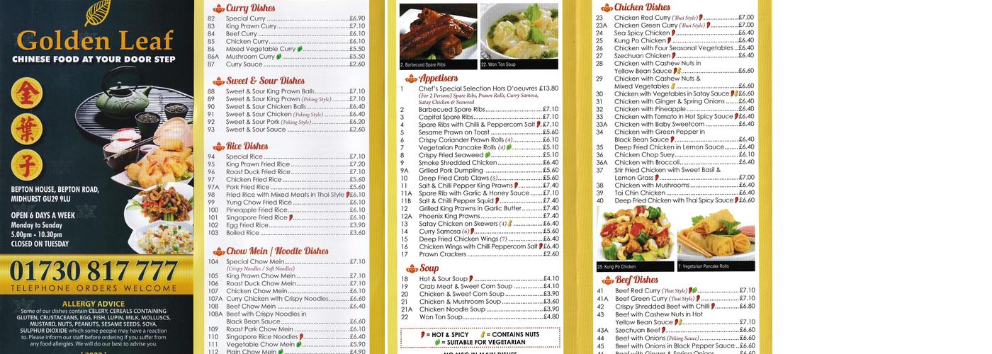 Golden Leaf Menu