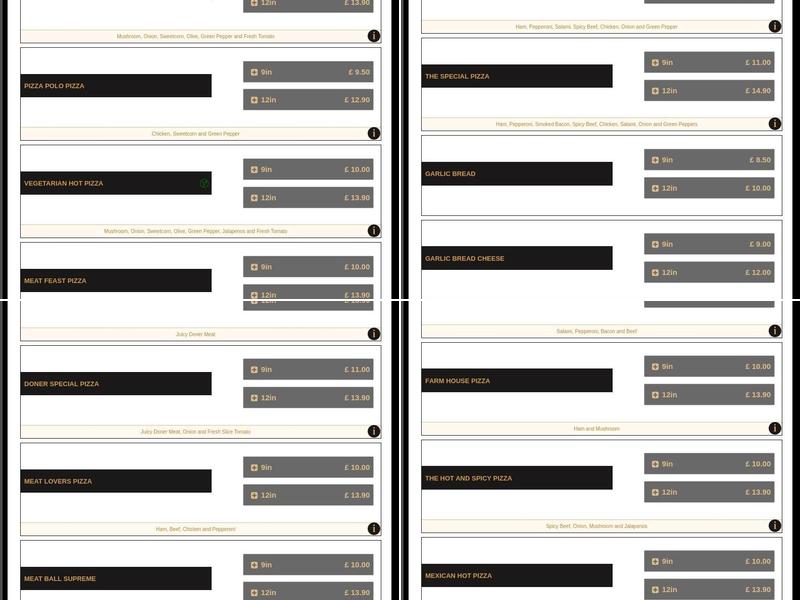Midhurst Grill & Pizza Menu