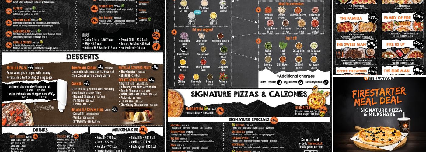 Fireaway Pizza Rochdale Menu