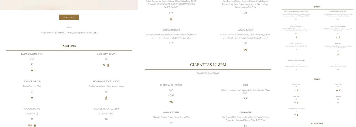 The Falcon at Bletsoe Menu