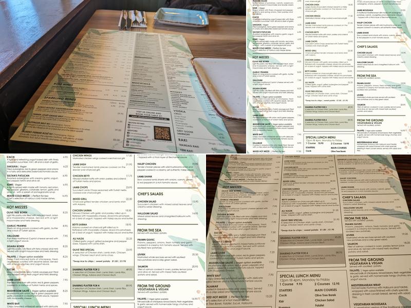 Olive Tree Turkish Mediterranean Restaurant and Bar Menu