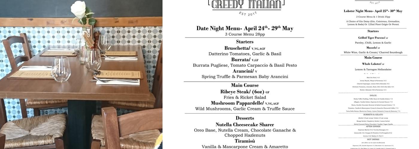 The Greedy Italian Menu