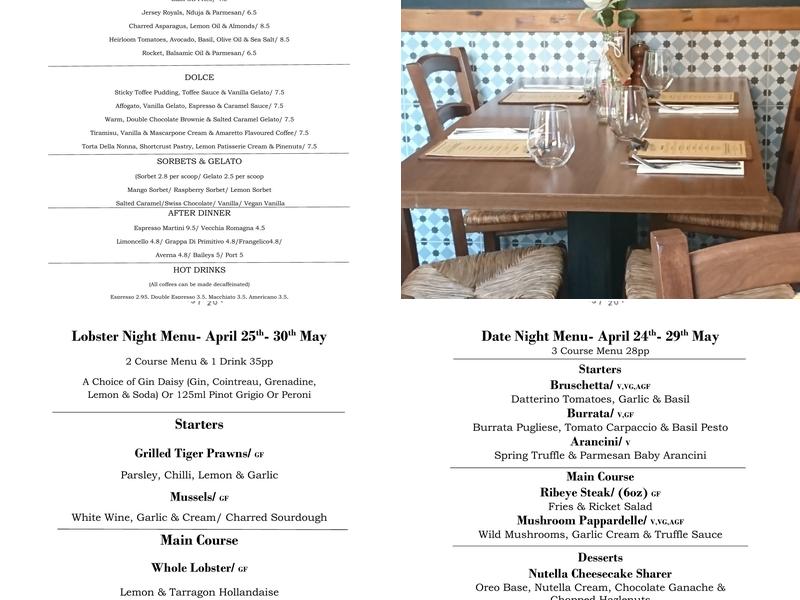 The Greedy Italian Menu