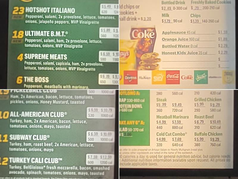 Subway Menu