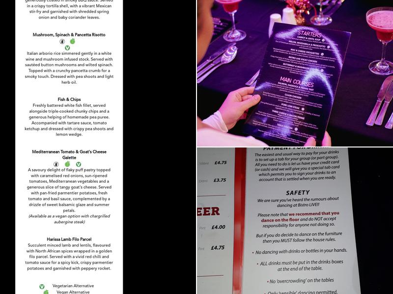 Bistro Live Milton Keynes Menu