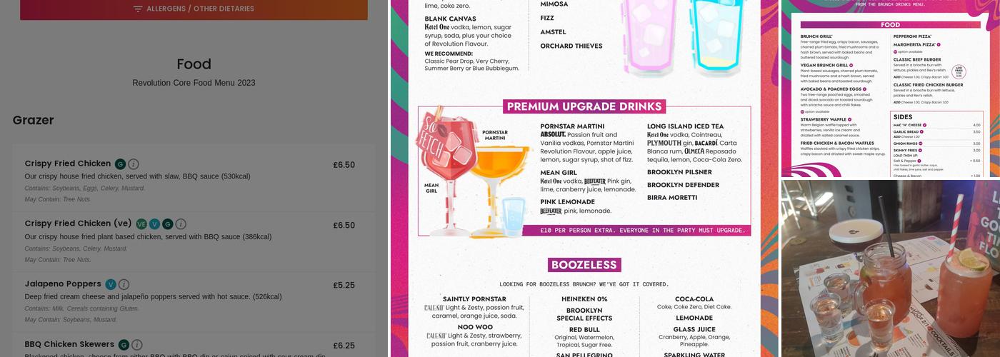 Revolution Milton Keynes Menu