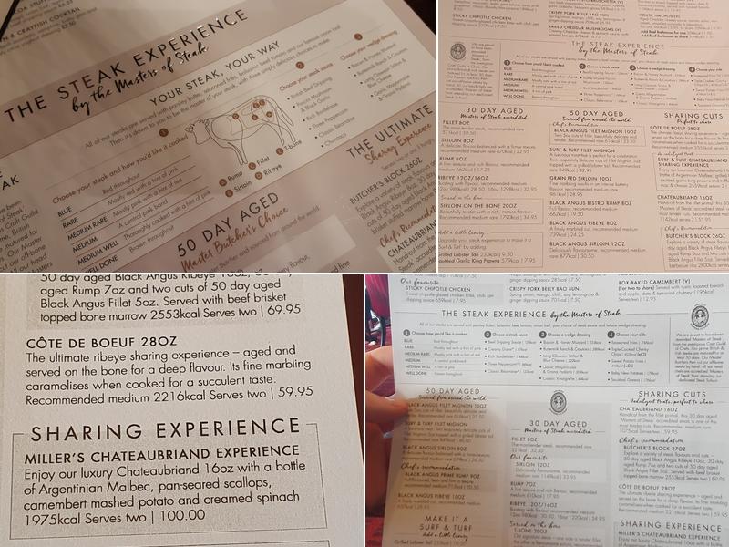 Miller & Carter Milton Keynes Menu