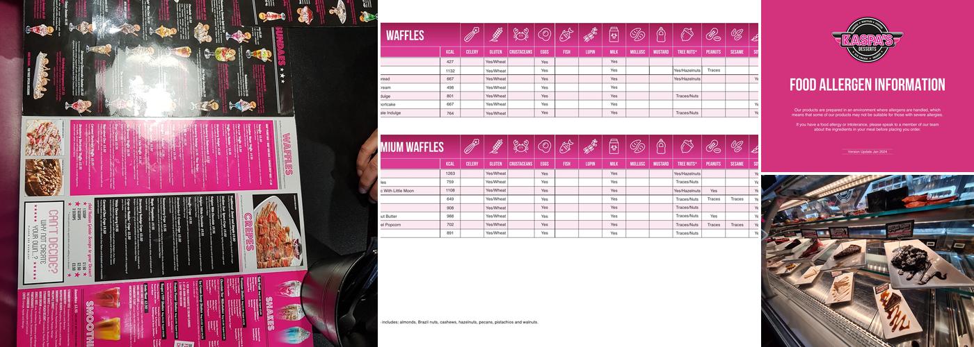 Kaspa's Milton Keynes Menu