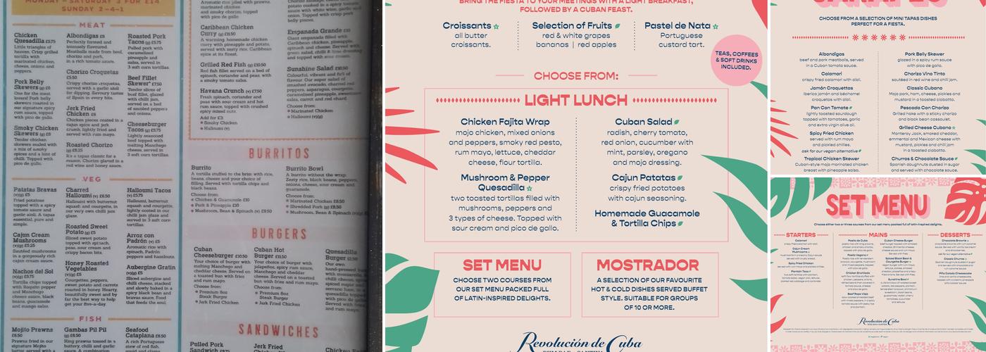 Revolución de Cuba Milton Keynes Menu