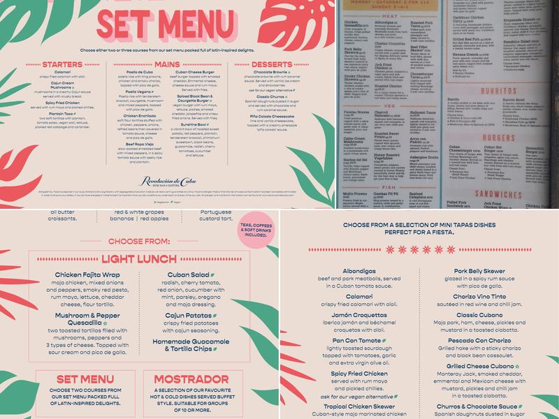 Revolución de Cuba Milton Keynes Menu