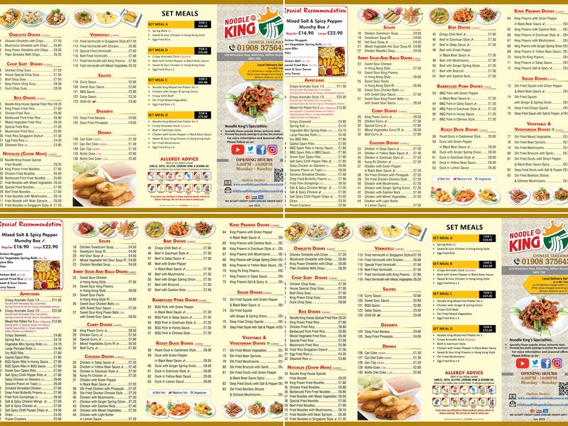 Noodle King Milton Keynes (My Chinese) Menu