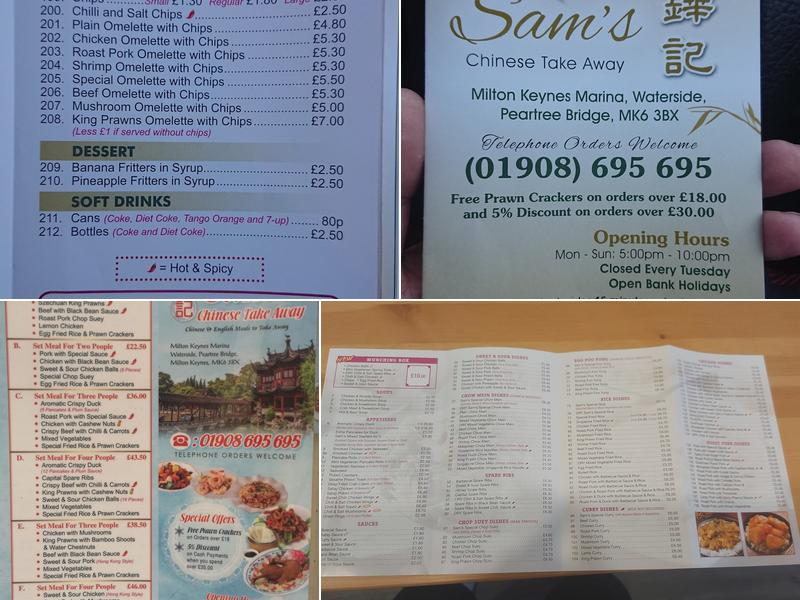 Sams Chinese Takeaway Menu