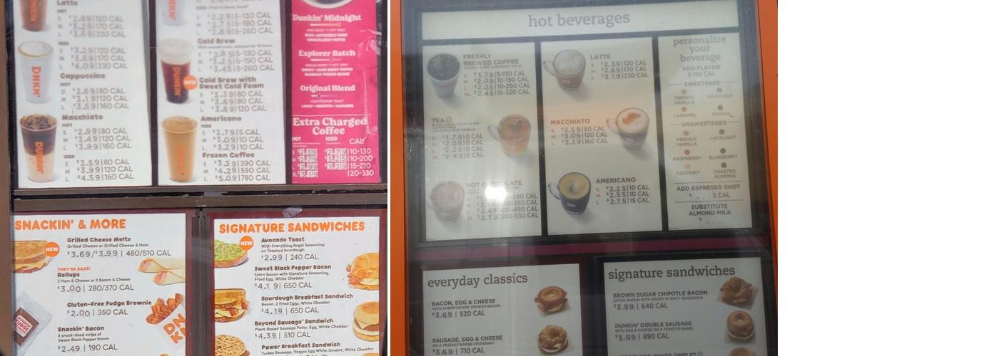 Dunkin' Menu