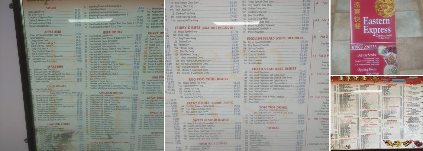 Eastern Express Menu