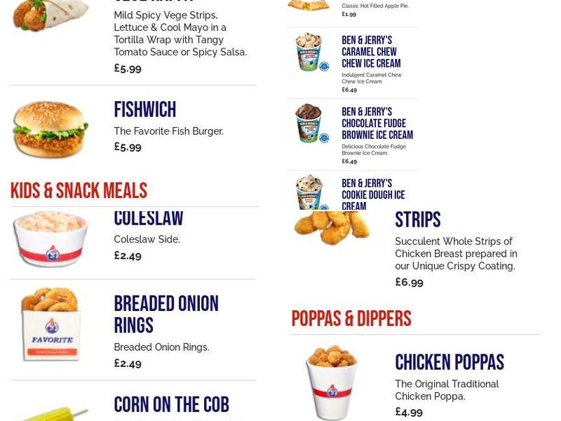 Favorite Chicken & Ribs Netherfield Menu