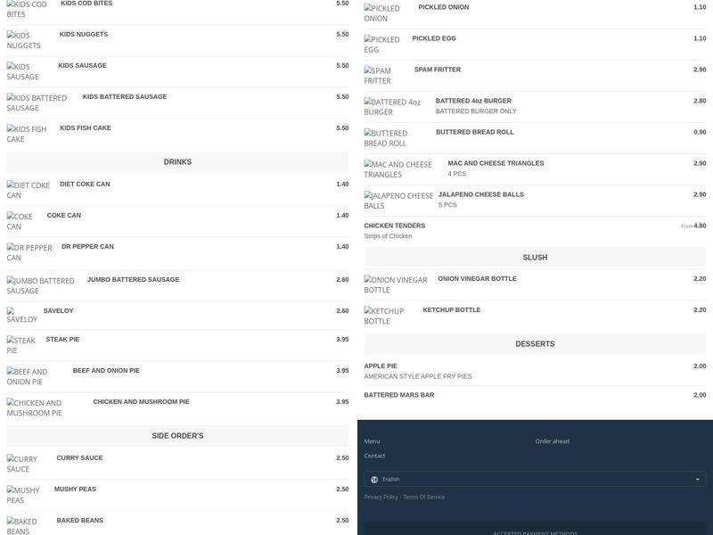 moores fish and chips oxley park Menu