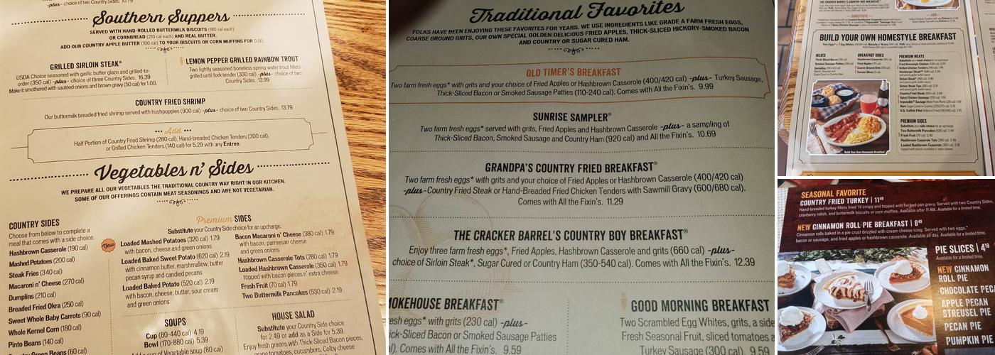 Cracker Barrel Old Country Store Menu
