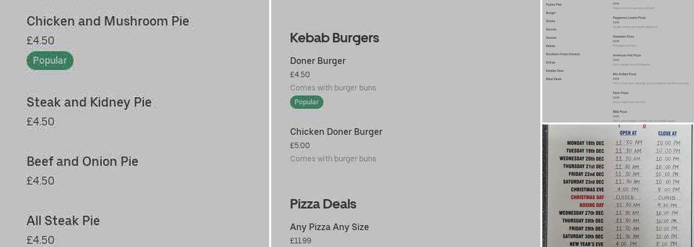 Tony's Fish and Chips Menu