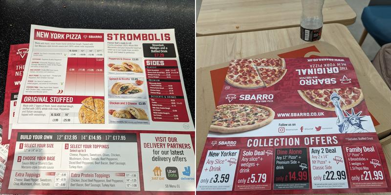 Milton Keynes Sbarro Menu