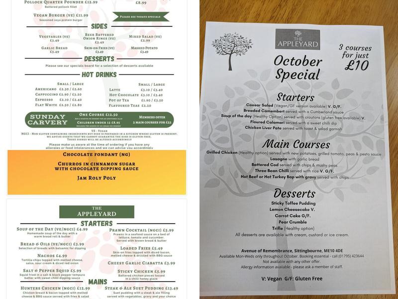 The Appleyard Menu