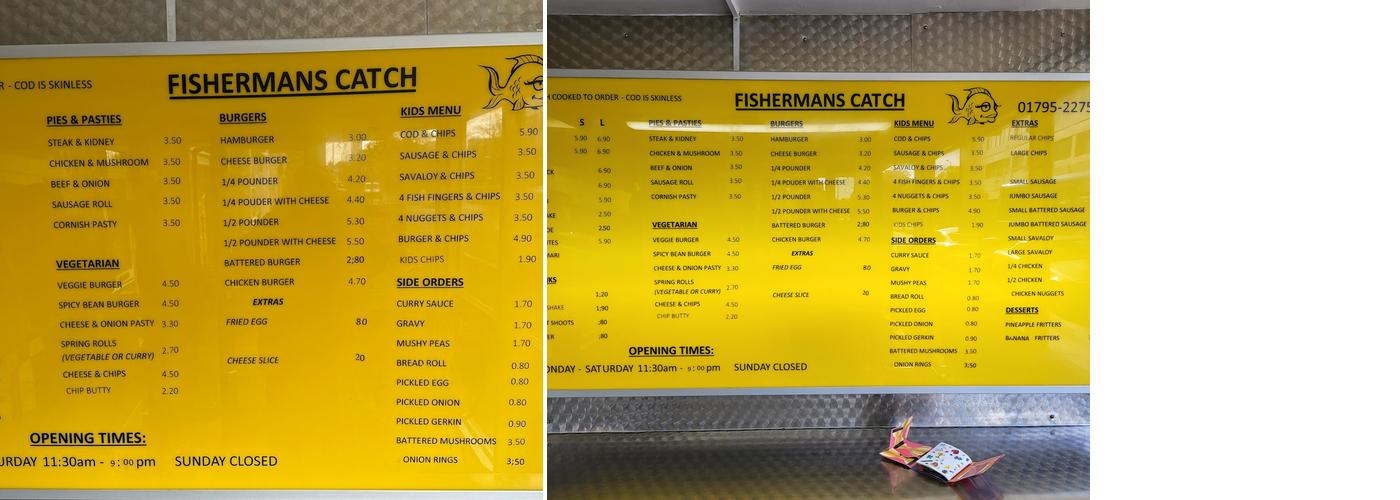 Fishermans Catch Menu