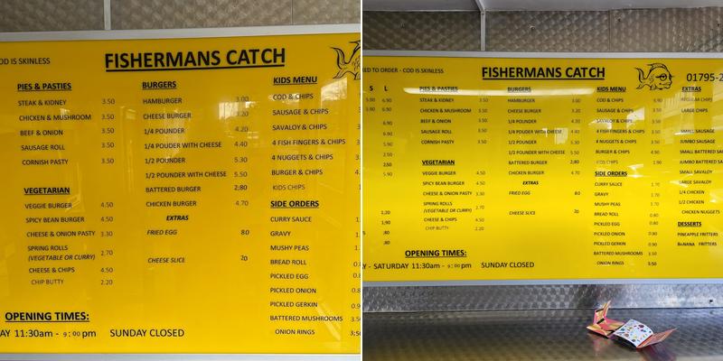 Fishermans Catch Menu