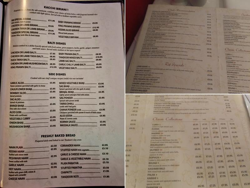British Raj Sittingbourne Menu