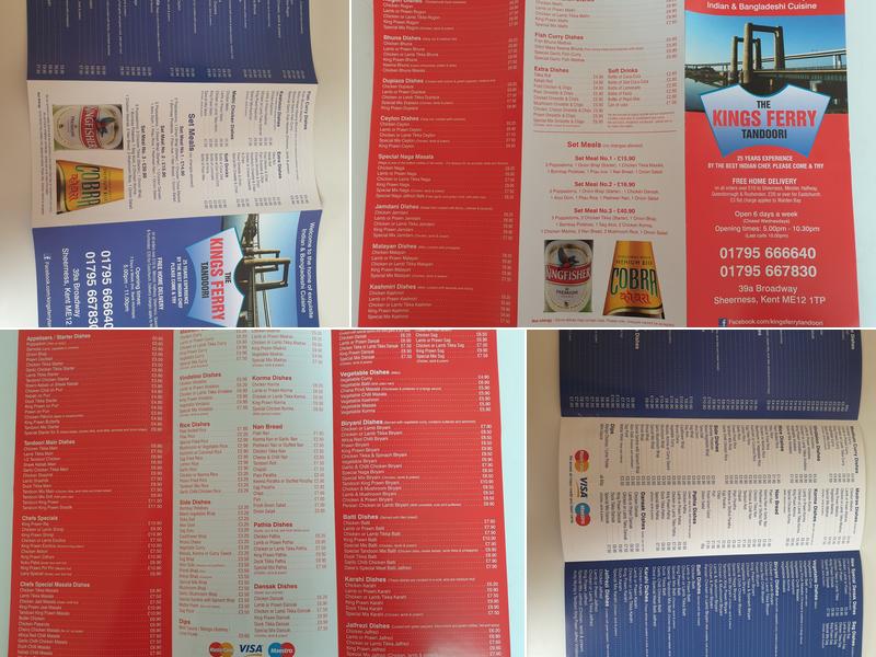 The Kingsferry Tandoori Menu