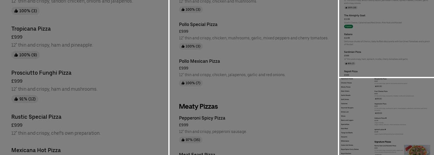 Rustic Pizza & Prosecco Bar Menu