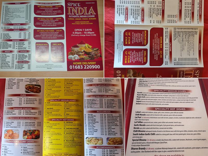 Spice India Menu