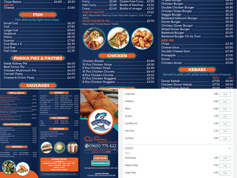 Aslan's Fish Bar Menu
