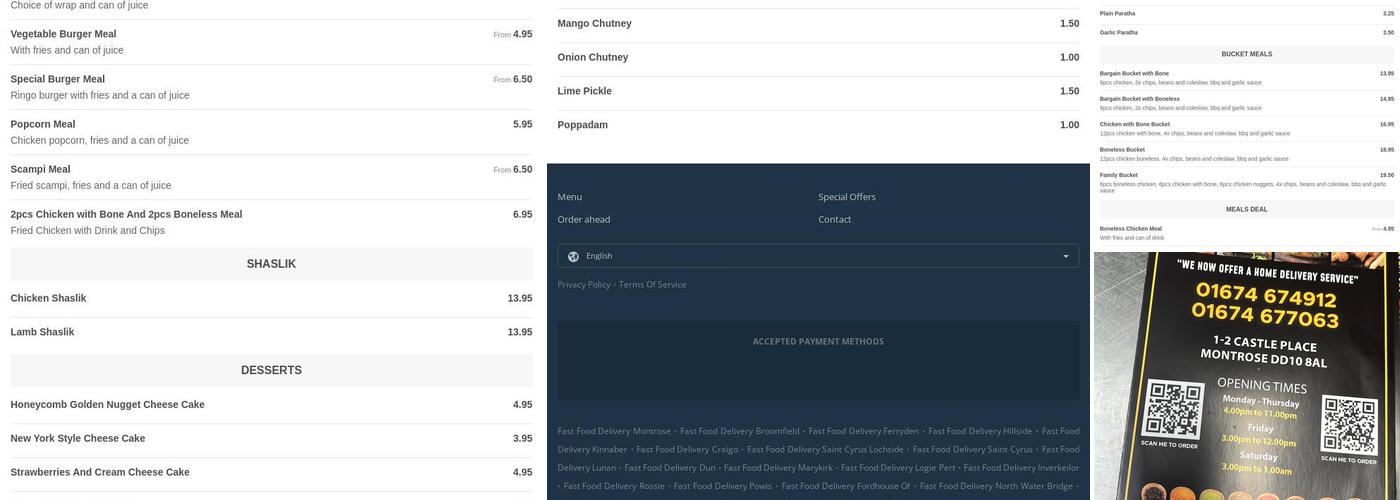 Jay's Fast Food Montrose Menu