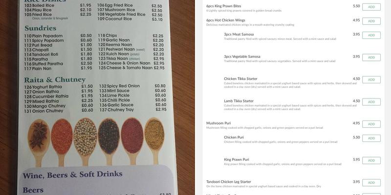 The Little Indian Menu