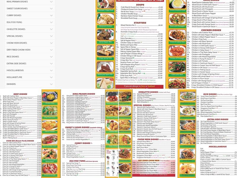 Sweet & Sour Chinese Menu