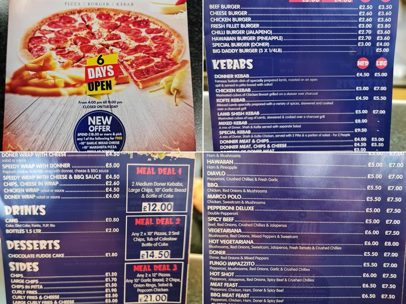 Milano Pizzeria Menu